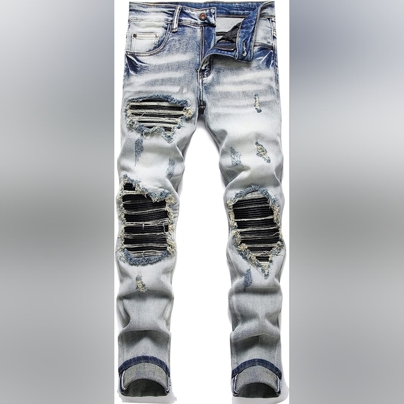 New Men's Designed Unique Street Urbanwear Jeans Multiple Sizes - Picture 1 of 5